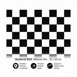 Pellicola adesiva per scacchi in bianco e nero 35X50 cm per auto - Product Image 1