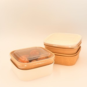 Caja de Ensalada Desechable de Papel Kraft Ecológico, Biodegradable y Compostable de Alta Calidad, con Tapa con Relieve, Precio de Fábrica, Fácil para <span class=keywords><strong>Sushi</strong></span> - Product Image 2