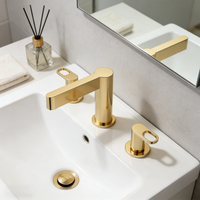 Robinet Mitigeur de Lavabo en Laiton et Céramique de Qualité Supérieure à Trois Trous, Double Poignée, pour Hôtels et Appartements, Fourniture OEM