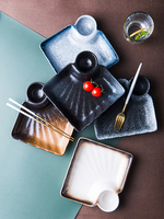 Vente chaude Style japonais carré grès émaillé salle à manger 7.5 "Restaurant boulettes en céramique assiettes à sushi plats