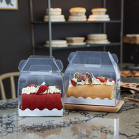 Boîte de transport de gâteaux en PET innovante et robuste avec poignée pour présentation de desserts de fête de mariage de boulangerie