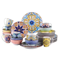 Utensílios de cozinha de cerâmica, conjunto de louças de cerâmica de alta qualidade estilo boêmio, talheres de porcelana