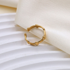 French Style <b>Titanium</b> Steel Gear <b>Ring</b> Gold Geometric Shape Women's Fashion Jewelry Gift Simple Design - Product Image 4
