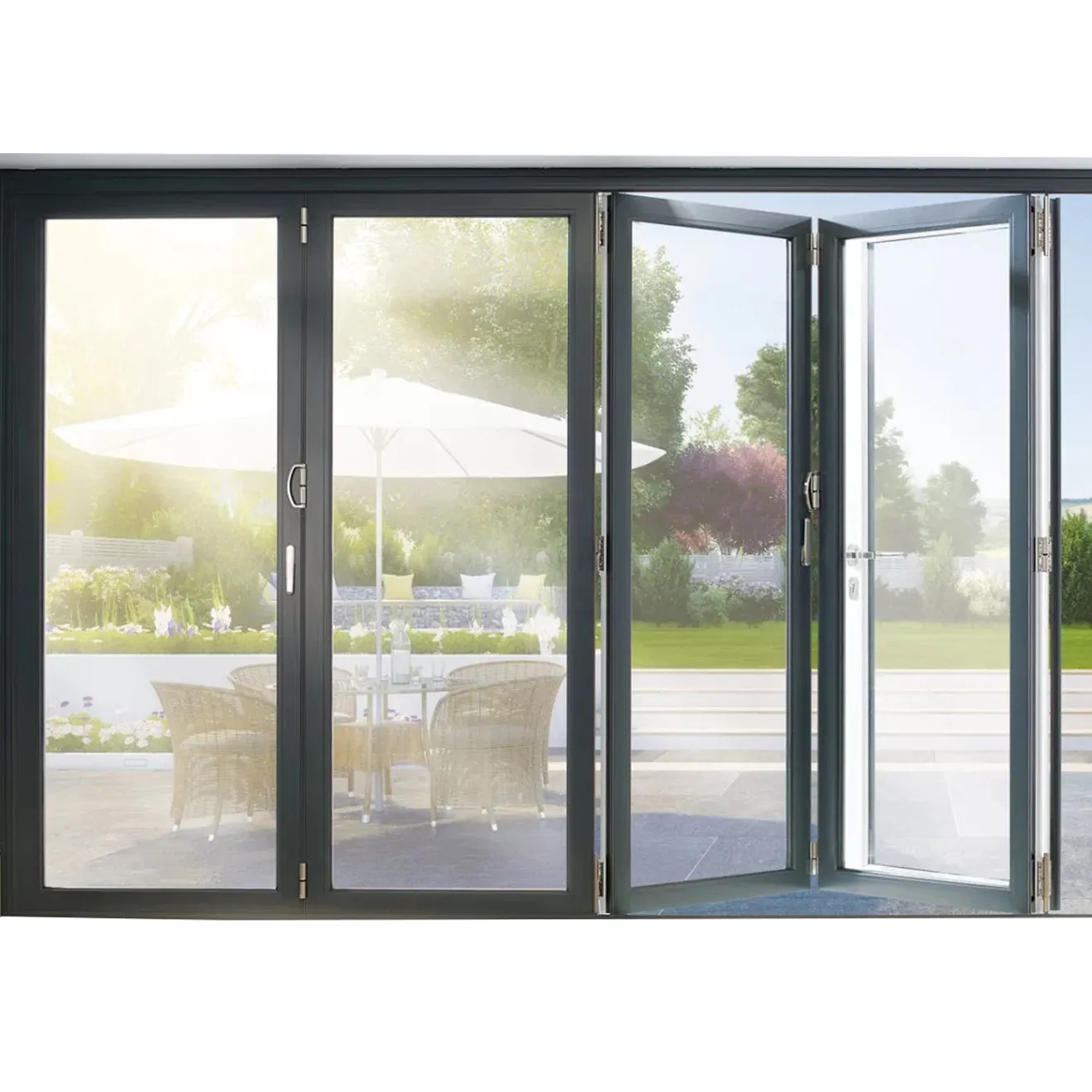 As2047-puerta plegable de aleación de aluminio para exterior, puertas plegables para patio, a prueba de hurones australianas, 6063-T5