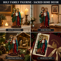 Statue de la Sainte Famille en résine, figurine catholique Jésus Marie Joseph, peinte à la main, scène de la Nativité, décoration chrétienne pour la maison et l'église, cadeau