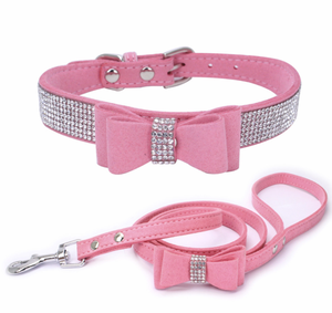 Kerah anjing unik lembut kompetitif keluaran baru dengan dasi kupu-kupu berlian imitasi berkilau - Product Image 3