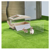 Cage d'habitat en forme de maison pour petits animaux pour cochons d'inde et clapier à lapins avec stylo de jeu intégré pour animaux de compagnie