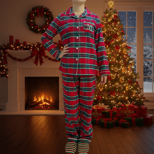 Conjunto <span class=keywords><strong>de</strong></span> <span class=keywords><strong>Pijama</strong></span> <span class=keywords><strong>de</strong></span> Manga Larga para Mujer, 100% Algodón, Rayas Navideñas, Cintura Elástica, Ropa <span class=keywords><strong>de</strong></span> Dormir <span class=keywords><strong>de</strong></span> Invierno para Navidad - Product Image 1