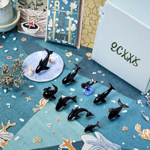 작은 창의적인 홈 데코 데스크탑 장식 수제 예술 동물 장식품 검은 고래 유리 공예품 램프워크 무라노 오르카 피규어 - Product Image 2