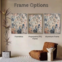 Cuadro Decorativo de Pared Grande, Diseño Botánico Abstracto Minimalista Moderno, Estilo Marroquí, Lino Ecológico Premium, Original de Alta Definición