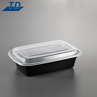 Récipients rectangulaires d'emballage alimentaire à emporter Boîte à lunch Bento en plastique dégradable Récipients jetables pour la préparation de repas avec couvercle