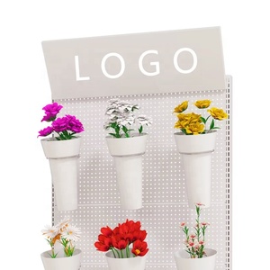 Tùy chỉnh cho bột tráng tầng thường vụ kim loại Pegboard Rack hiển thị đứng cho các cửa hàng bán lẻ với hoa khô màu xanh lá cây nhà máy nồi - Product Image 3