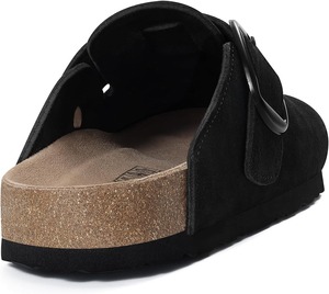Mules en daim <span class=keywords><strong>noir</strong></span> avec boucle et semelle en liège antidérapante, style décontracté pour femmes - Product Image 4