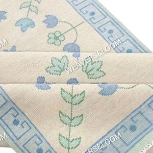 พรมทอมือสีน้ำเงิน ขนาด 9x12 ฟุต พรมอูชาคสมัยใหม่ พรมขนสัตว์สำหรับห้องนั่งเล่น ห้องนอน ห้องรับประทานอาหาร พรมอูชาคสีพาสเทล พรมตุรกีทำมือ - Product Image 1