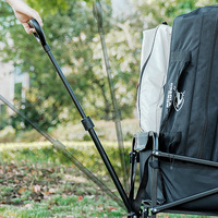 Chariot de camping et de pêche pliable à quatre roues en métal et tissu Oxford OEM pour l'extérieur