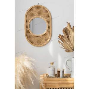 2020 Minimalism Hand Weaving Willow Wicker <strong>Mirrors</strong> Vintage Style Rattan <strong>Cane</strong> Wall Hanging Decor Round Make up <strong>Mirrors</strong> - Product Image 1