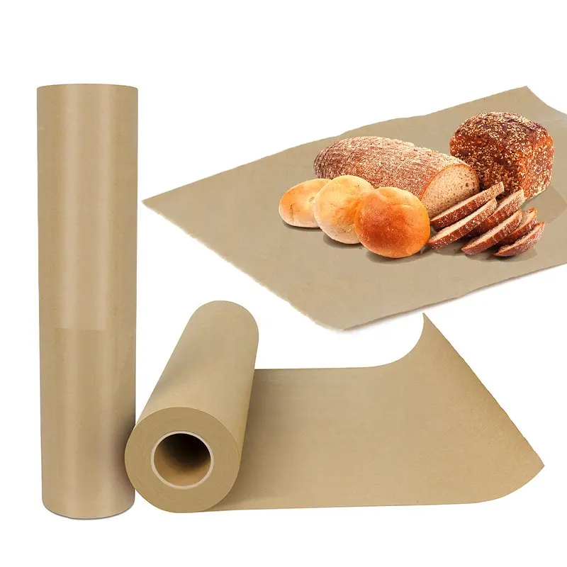 custom logo printed food grade kraft paper rolls Wholesale greaseproof baking wax paper roll