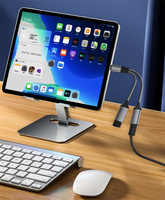 Adaptateur USB C 2-en-1, Type C vers USB A + USB C avec charge rapide PD 60W, Hub tressé en nylon pour iPhone 16, Ordinateur portable