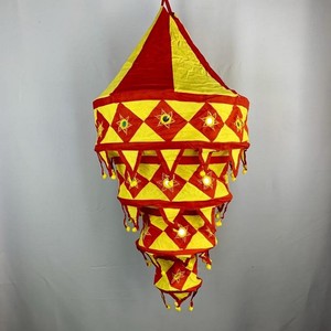 Lanternes suspendues décoratives en tissu de coton rouge et jaune, style vintage traditionnel, pour la décoration de mariage, NOUVELLE ARRIVÉE - Product Image 5