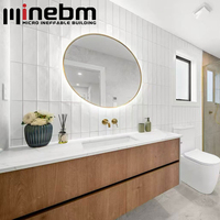 Meuble de salle de bain mural intelligent avec miroir, meuble-lavabo de salle de bain chinois de 36 pouces avec lavabo intégré