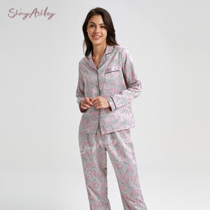 Custom Polyester Matte Satin Long Sleeve Pants <strong>Suit</strong> <strong>Women</strong> Pajamas