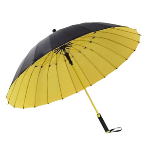 Golf Umbrella 24 Rib Black Vinyl Long Handle Waterproof Manual Open Travel Use Straight Curved Handle Option - Product Image 5