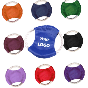 Promotional Custom Logo Pet Product Durable Canvas Cotton Rope Flying Disc Dog Toy for Fetch Game Tug Game - Product Image 3