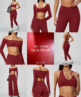Nouvel ensemble de sport pour femme : Leggings larges en V, soutien-gorge dos nu, pour studio de danse et gym, effet push-up, vêtements d'entraînement tendance