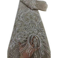 NI.AI Haute Qualité Rose Couleur Tulle Perlé Net Dentelle Africaine avec Paillettes Tissu Brodé Dentelle pour Robe de Mariée