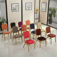 Vente directe d'usine, chaise en métal rétro pour restaurant extérieur, mariage, banquet, salle de réunion, avec coussin, empilable, chaise d'hôtel