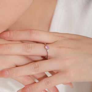 Conjunto de Pulsera y Anillo de Plata de Ley 925 con Circonita Rosa Dulce, Joyería Sencilla, Versátil y Elegante al Estilo Instagram para Mujer - Product Image 5