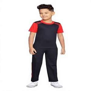 Wholesale Boys School Sports Uniform Set-Short Sleeve Neck <b>T</b>-Shirt & <b>Track</b> Pant Polyester/Cotton Blend Comfortable & Durable - Product Image 1