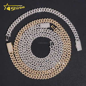 Catena e Bracciale Miami Cuban Link in Ottone con Certificato GRA, 8mm, 2 File di Pietre VVS Moissanite, Stile Iced Out, Prezzo all'Ingrosso - Product Image 1
