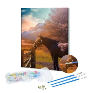 Factory Wholesale Brown Horse In The Sun Diy Painting By Numbers Digital Painting With Frame 40*50 Cm Home Products