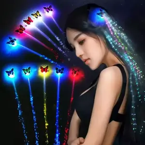 2024 nouveau papillon coloré LED brillant cheveux tresse Clips décoration fête danse noël nouvel an Applicable