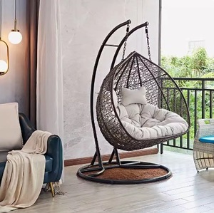 Modern Hot Selling Outdoor Garden Porch Hanging Rattan <b>Egg</b> <b>Chair</b> Swings Set Stand Cushions for <b>Kids</b> Adults Outdoor Furniture - Product Image 6