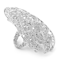 Bagues turques de luxe en dentelle florale de Dubaï pour femmes, bijoux de mariage et de fête exagérés, ajourés, tissés, à motifs floraux, vente en gros