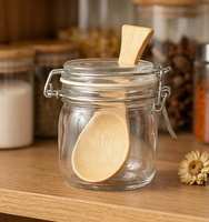 Cuillère à mesurer en bambou à manche court et large ouverture pour crème glacée, grains de café, épices et assaisonnements, avec logo personnalisé