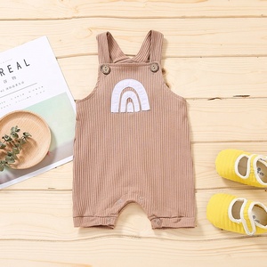Romper Bayi Perempuan Laki-laki Balita, Romper Pelangi Katun Cetak, Pakaian Jumpsuit Suspender Overall - Product Image 1