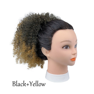 Perruque courte bouclée pour femme, petites boucles serrées, style afro volumineux, fibre synthétique, <span class=keywords><strong>chignon</strong></span> à cordon - Product Image 2