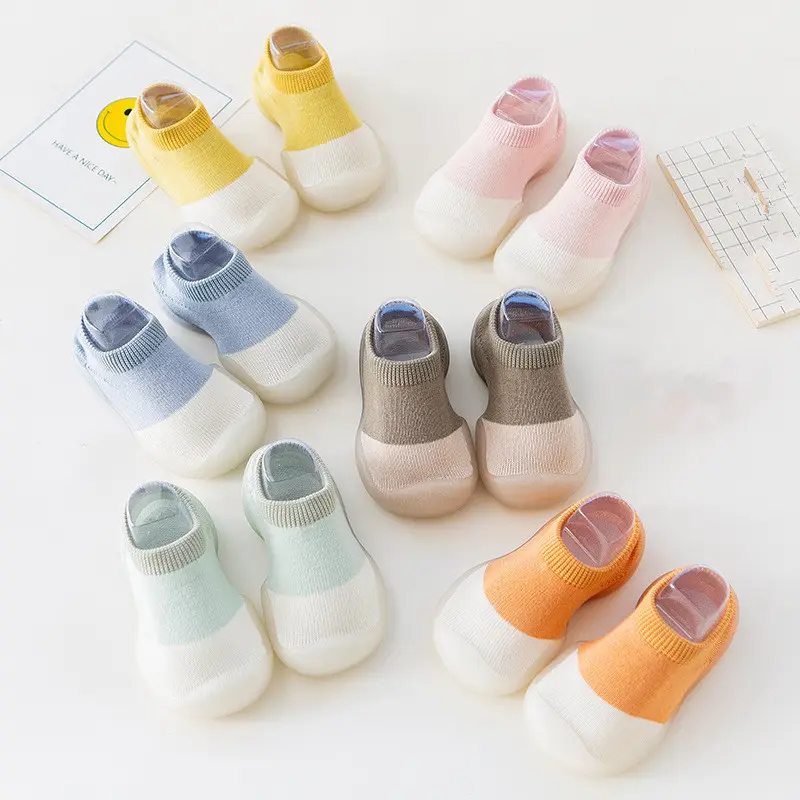 Baby Socks Shoes Infant Color Matching Cute Kids Soft Toddler Shoes Soled Child Floor Socks Shoes