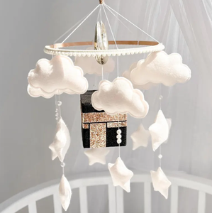 Fille suspendue au lit lit musical islamique lit mobile boîte bricolage <span class=keywords><strong>blanc</strong></span> kaaba feutre pépinière musique coran mobile pour bébé - Product Image 1