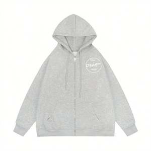 Cremallera Hombres Pullover Casual Fleece Oversize Plain Vintage Acid Wash Zip up Custom Heavyweight Zip up Hoodie - Product Image 5