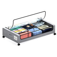 NFS Wholesale Factory Square Bed Bottom Storage Rack Under Bed Clothing Shoes Sheets Book Storage Box with Wheels Move the Cart