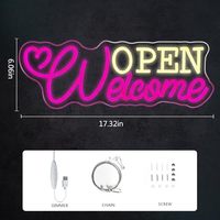 Xeayy Enseigne lumineuse LED néon acrylique « Bienvenue » alimentée par USB, décoration murale lumineuse, garantie longue durée pour entreprises, bars, magasins, salons, hôtels
