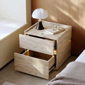 Đơn Giản Hiện Đại Thông Minh MDF Bàn Cạnh Giường Ngủ Với Bằng Gỗ Cave Đá Hạt 2 Ngăn Kéo Đèn Đầu Giường Cho Khách Sạn Phòng Ngủ Nhà Sử Dụng - Product Image 3