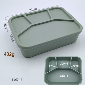 Cấp thực phẩm Silicone Bento Hộp Ăn Trưa 4 khoang ráp Hộp Ăn Trưa <span class=keywords><strong>Silicon</strong></span> thực phẩm lưu trữ container với nắp - Product Image 6