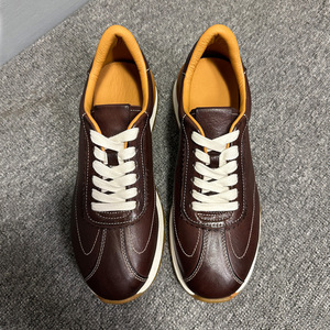 Men's Genuine Leather Casual Sneakers Dark Brown <b>Soft</b> Sole Daily Wear Walking <b>Shoes</b> - Product Image 2