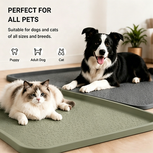Tapis d'alimentation pour animaux de compagnie pliable, écologique, non toxique, en silicone imperméable, <span class=keywords><strong>anti</strong></span>-fuite, pour chien et chat, pour la voiture - Product Image 1