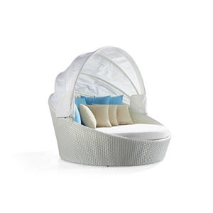Per il tempo libero all'aperto spiaggia bianco vimini giorno mobili in Rattan sintetico Patio rotondo lato piscina Daybed con baldacchino - Product Image 3